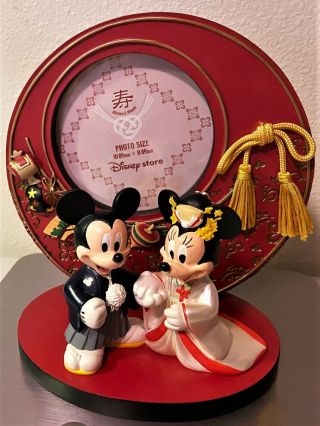 Disney Mickey & Minnie Mouse Wedding Photo Frame Kimono Geisha Photo Stand Japan