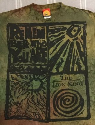 Vintage 1990s Lion King T - Shirt Green Tie - Dye - Yth Large/adt Small - Med - Disney