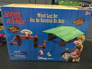 Rare Disney Store Home On The Range Wood Log Set Complete Building Toy
