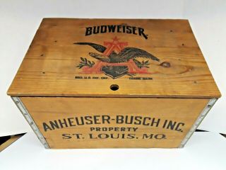 Vintage Anheuser Busch Budweiser Beer Wood Checkers Box Crate Case W/ Lid Wooden