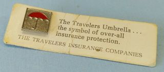 Vintage Travelers Insurance Company Red Umbrella Square Lapel Pin Tie Tack