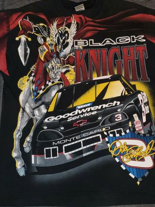 Vintage Nascar 3 Black Knight Dale Earnhardt All Over Print Tshirt Black L