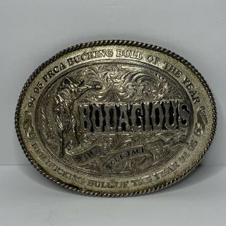 Vintage Bodacious Belt Buckle Bull Of The Year 94 & 95 Montana Silversmiths Usa