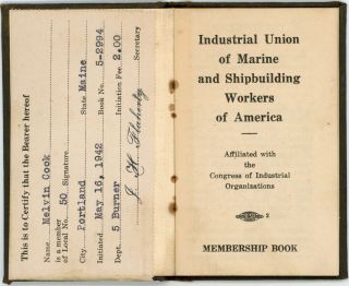 1942 Industrial Union Of Marine Shipbuilding Workers Of Am. ,  Portland,  Me/dues Bk