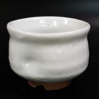 哲95) Japanese Pottery Hagi Ware White Glaze Tea Cup By Seigan Yamane