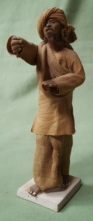 Indian Poonah Clay Figure Of A Man Wearing A Turban