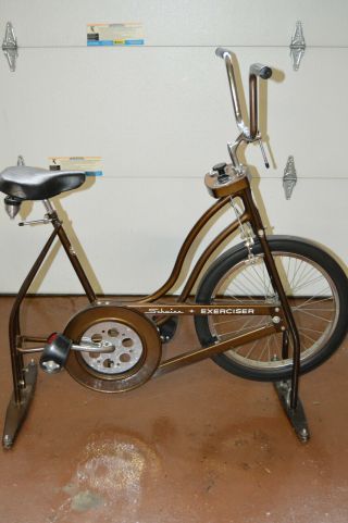 Vintage 1971 Schwinn Exerciser Xr5 Stationary Exercise Bicycle Brown Bike