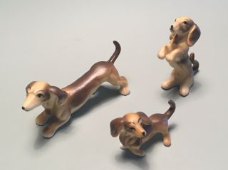 Vintage Ceramic Dachshund Weiner Dog Figurines - Set Of 3