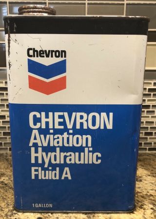 Vintage Chevron Standard Oil Company Aviation Hydraulic Fluid A 1 Gallon Tin Gas
