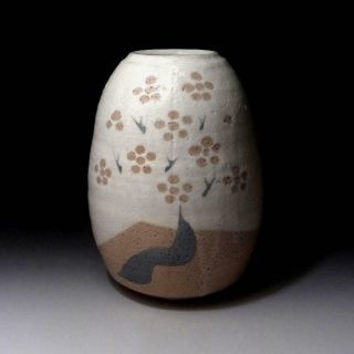@ro29: Vintage Japanese Pottery Vase,  Kyo Ware,  Sakura Tree,  Height 9.  1 Inches