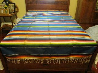 Vintage Fine Woven Wool Saltillo Mexican Blanket,  Serape,  Rug