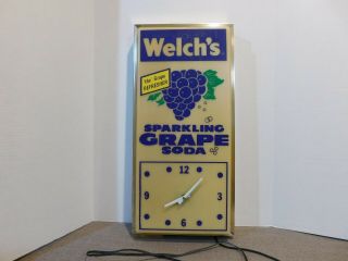 Vintage Welches Sparkling Grape Soda Illuminated Sign / Clock