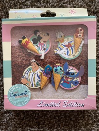 Disney Pin Epcot International Food And Wine Festival 2017 Ice Cream Pin Box Set