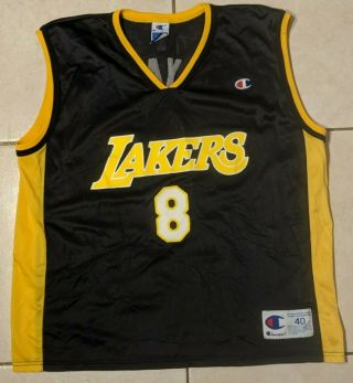 Vintage Champion Los Angeles Lakers Kobe Bryant Black Jersey Size 40