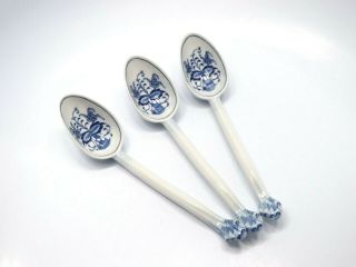Vintage Czech Zwiebelmuster Blue Onion Porcelain 3 Large Serving Sauce Spoons