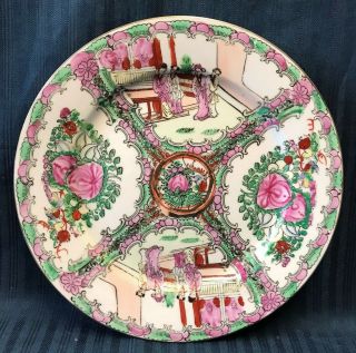 Antique Chinese Export Porcelain 10 1/2” Plate Famille Rose Medallion