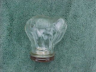 Vintage Jumbo Peanut Butter Elephant Clear Glass Coin Bank W Matching Metal Lid