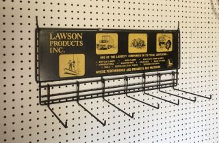 Vintage Lawson Products Display Rack Metal Sign Awesome Graphics