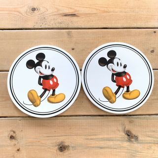 Disney Mickey Mouse Trivets Hot Plates Set Pair Vintage Ceramic 9 Inches