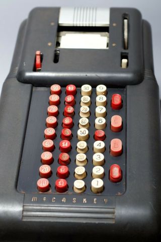 Vintage McCaskey Victor 1930 ' s Cash Register With Key MCR29 Black 3