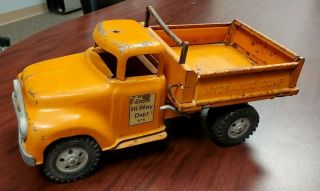 1956 Vintage Orange Tonka State Hi - Way Dept Single Hydraulic Dump Truck