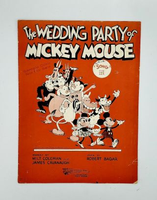 Rare Disney Wedding Party Of Mickey Mouse 1931 Sheet Music