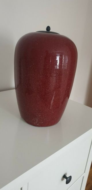 Chinese Antique 19th Century Oxblood Sang De Boeuf Tall Ginger Jar