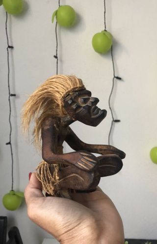 Old Vintage African Shaman Carved Wood Wooden Statue Totem Figure Souvenir