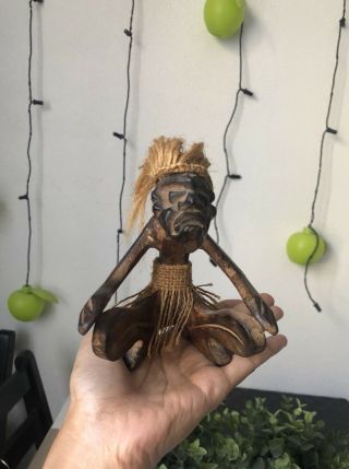Old Vintage African Shaman Carved Wood Wooden Statue Totem Figure Souvenir 2