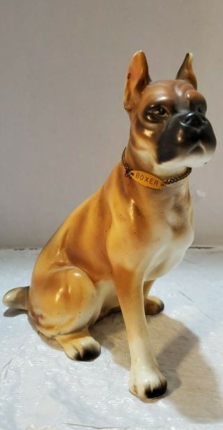 Vintage Porcelain 6” Boxer Dog Collectible Figurine Dog Puppy Made In Japan