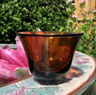 Antique Chinese Peking Beijing Glass Wine Cup Amber