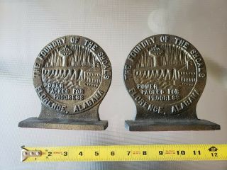 Vtg Foundry Of The Shoals Cast Iron Bookends Martin King Stove Florence Alabama