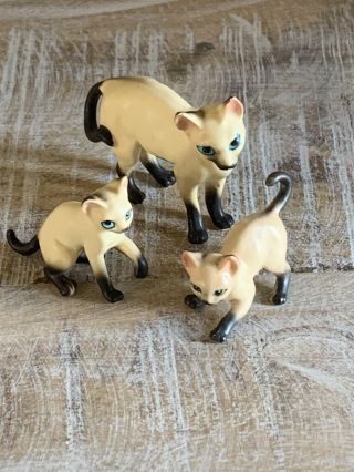 Vintage Bone China Siamese Cat Family Set Of 3 Lipper And Mann Japan