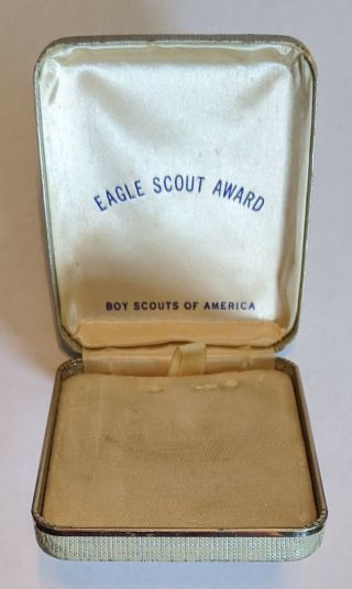 1950s - 1960s Gray Square Box Eagle Scout Award Medal Boy Scout Of America Bsa