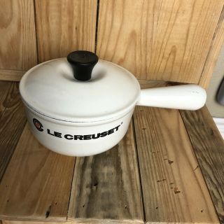 Vintage Le Creuset Cast Iron Sauce Pan White Enamel 14