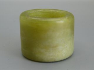 Fine Old Chinese Carved Celadon Jade Archer ' s Thumb Ring Great Color 2