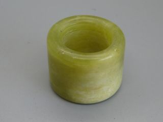 Fine Old Chinese Carved Celadon Jade Archer ' s Thumb Ring Great Color 3