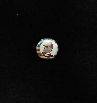 William Mckinley 7/8 Inch Stars And Stripes Studback Button With Name