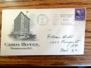 1939 Railway Mail Service Royal Train Rail Post Office Cairo Hotel Washington Dc