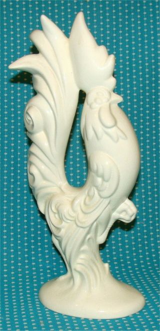 Large 12” Vtg Rooster Chicken Figurine Statue White Art Deco Ceramic Arnel ?