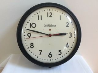 Vintage Warren Telechron Wall Clock 14.  5 " Fiber Case Wall Clock 1940s
