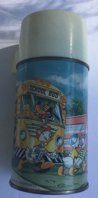 Vintage Aladdin Mickey Mouse School Bus Thermos Walt Disney Productions
