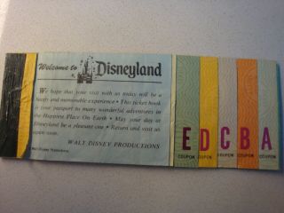 Disneyland Junior June 1975 A - E Small Ticket Book With 6 Tickets Incl.  T019103