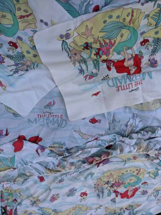 Vintage Disney The Little Mermaid Twin Sheet Set Ariel Sheets Bedding