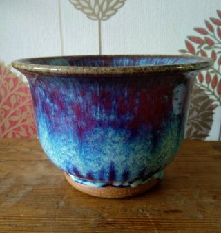 Chinese Qing Period Red Blue Flambé Jardiniere Bowl.