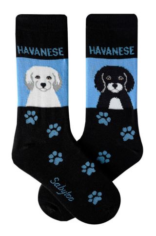 Havanese Crew Socks Unisex Blue