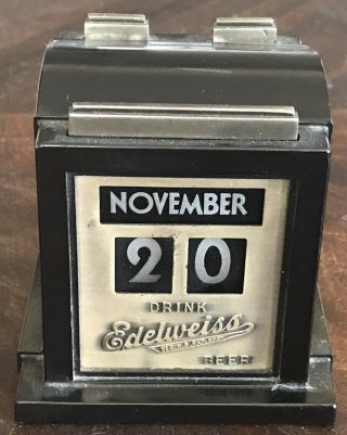 Vintage Bakelite Edelweiss Beer Push Button Perpetual Calendar