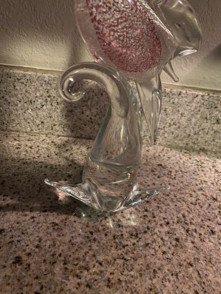 Rare Vintage Rosis Vetreria Artistica Murano Glass Art Cockatoo Silver Flakes 3