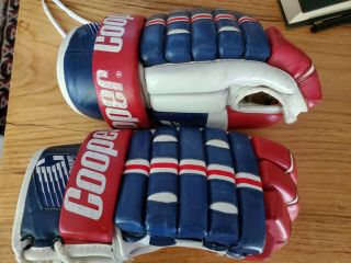 Vintage Cooper Montreal Canadiens Ice Hockey Gloves Pro Stock Leather Nhl