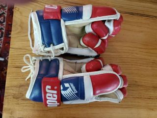 Vintage Cooper Montreal Canadiens Ice hockey gloves pro stock leather NHL 2